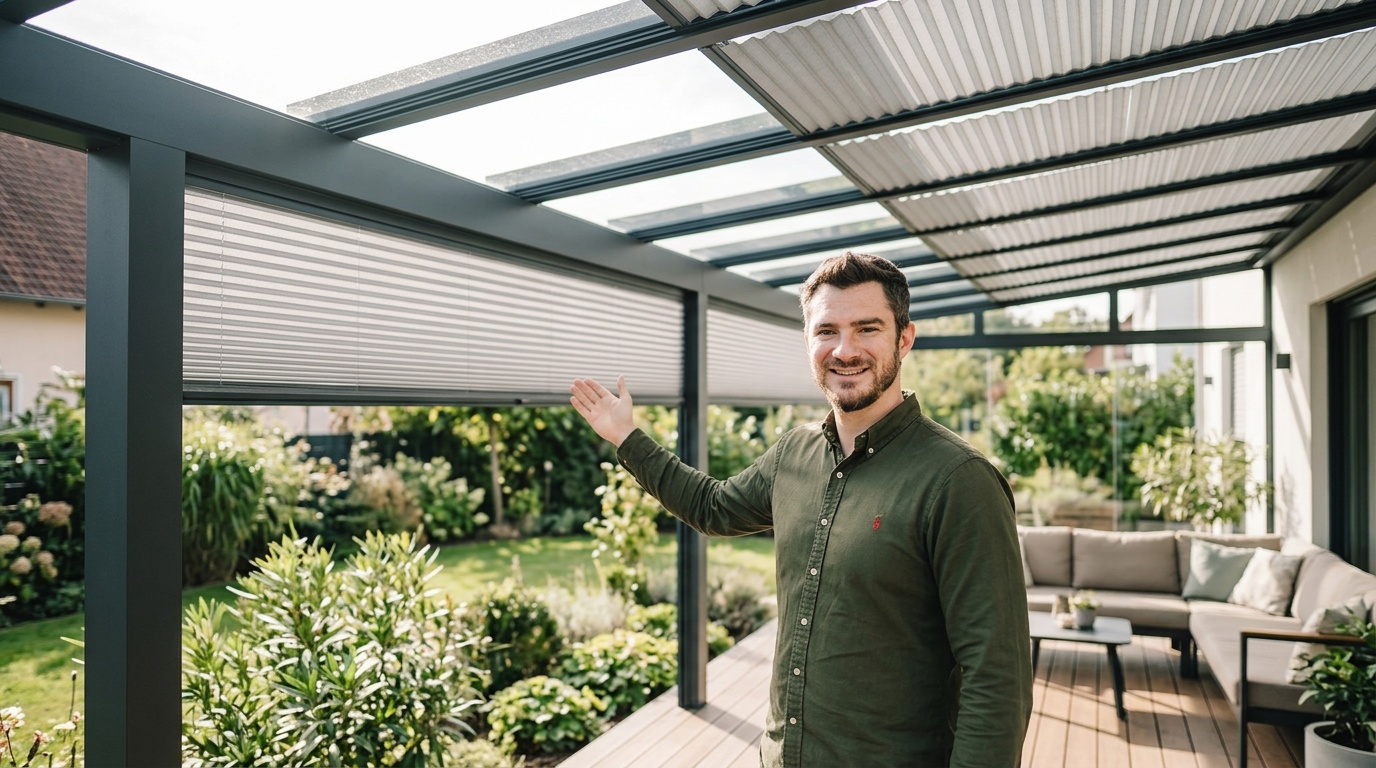 Sonnenschutz für Terrassen mit Glasdach: Hitzeschutz ohne Markise meistern